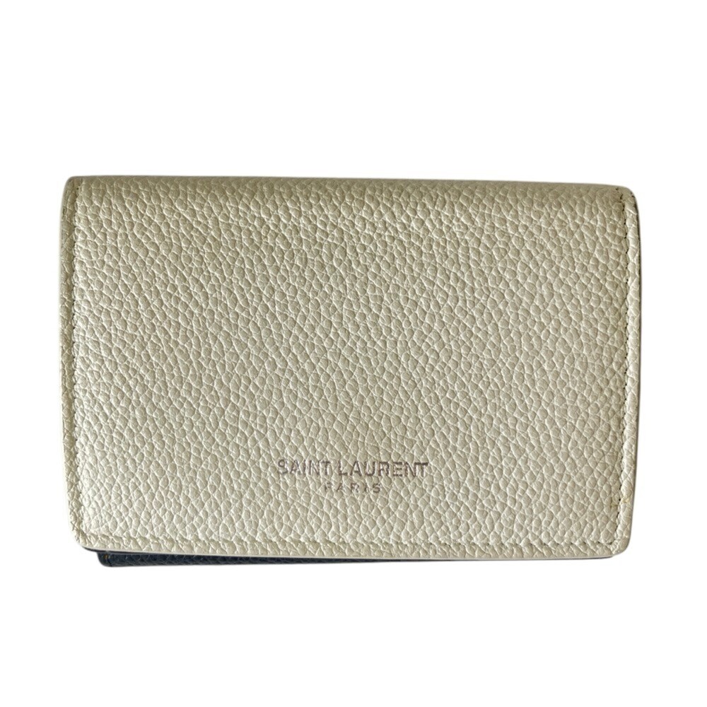 Yves Saint Laurent SAINT LAURENT PARIS Leather Compact Tiny Wallet, Bi-color ...
